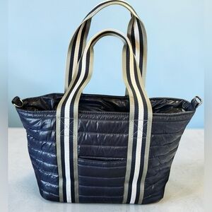 Think Royln Junior Jetset Wingman Tote Navy Puffer Travel Bag